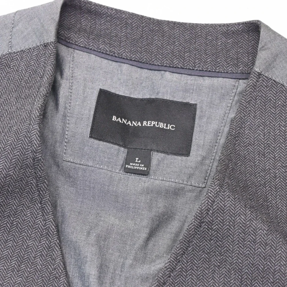 Banana Republic Gray Herringbone Cotton Flannel Wedding Prom Suit Waistcoat Vest